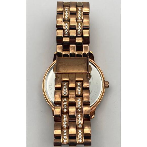 Michael Kors MK-3193 Rose Gold logo Womens Watch 35mm - New Battery - WR 5 ATM - Picture 3 of 10